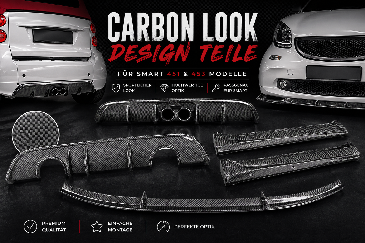 Smart 451 / 453 Carbon Look Design Teile