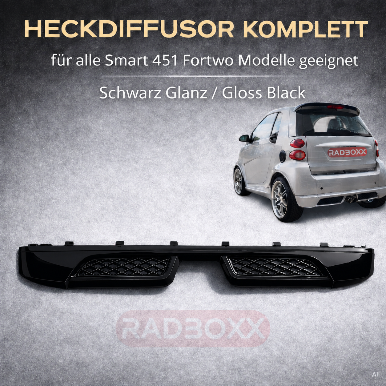 Heckdiffusor Schwarz für Smart 451