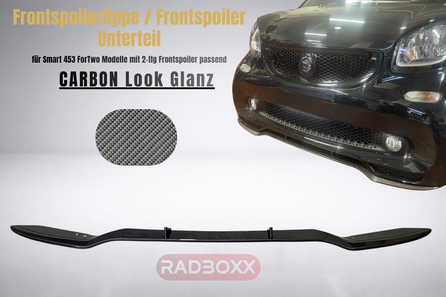 Brabus 453 SMART FORTWO 純正コンソールデッキ　新車外し Front lip lower section spare part, single, for Smart 453 Brabus