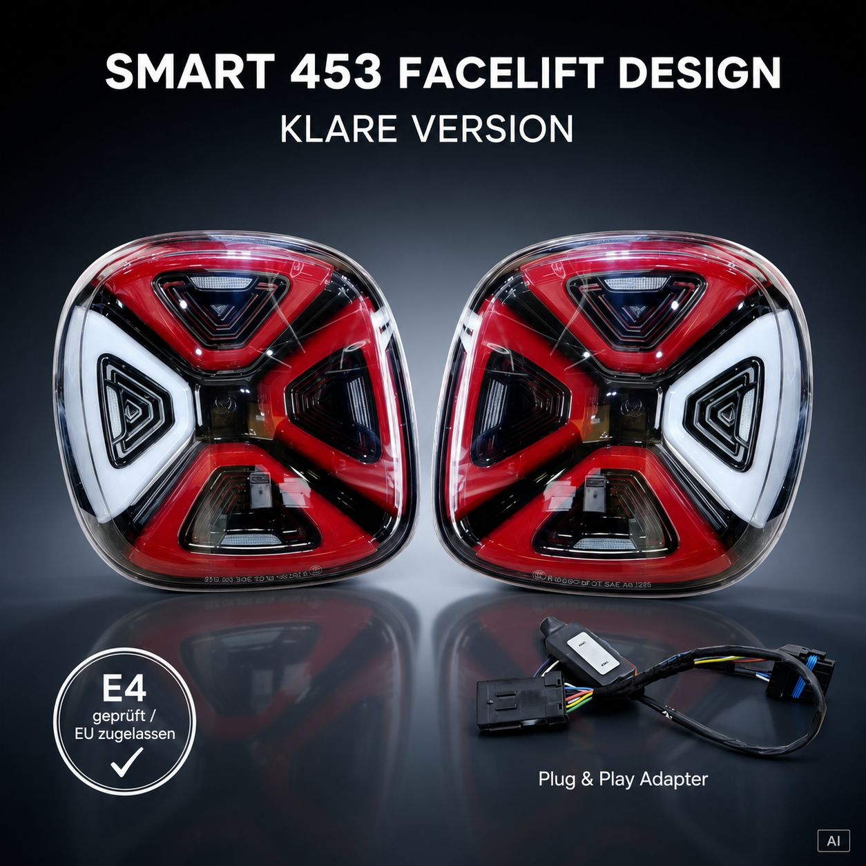 Smart 453 Klare / Clear LED Rückleuchten Set